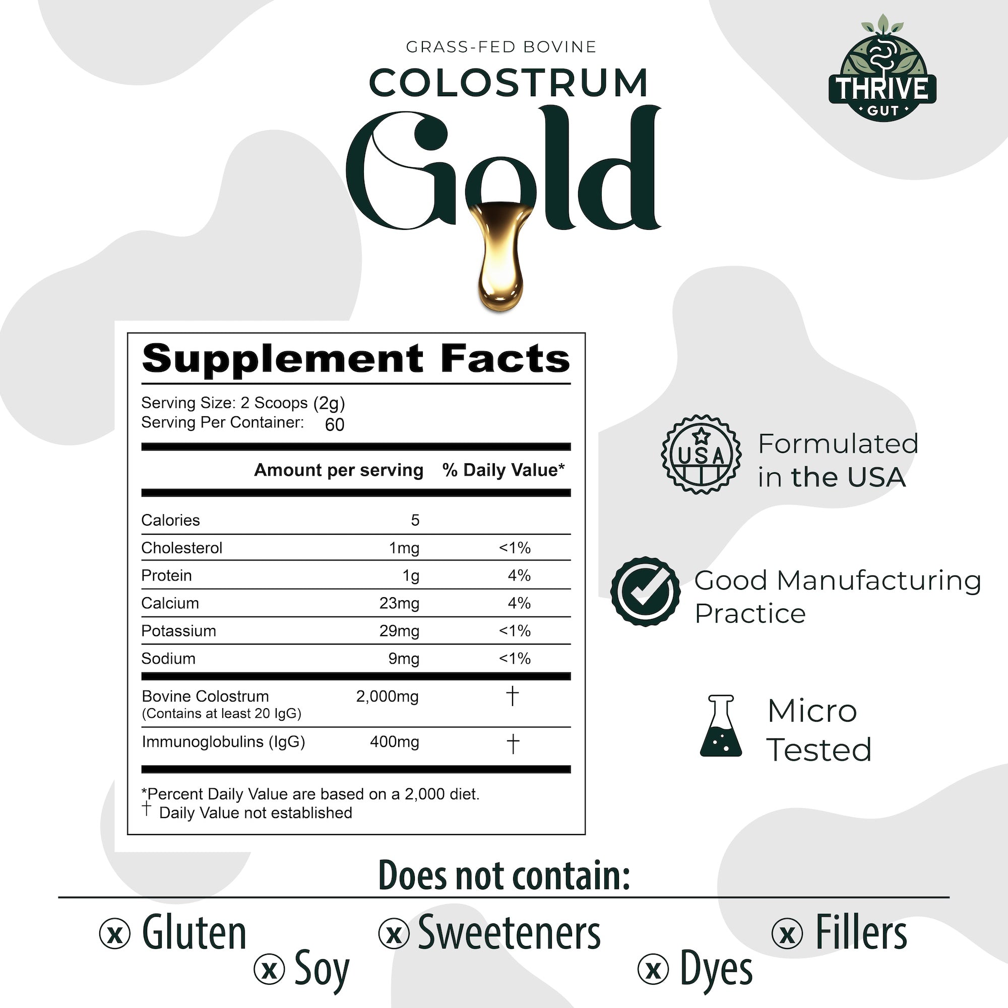 1 Bottle of Colostrum Gold - Pure, Grass-Fed Bovine Colostrum Powder (Single Bottle)