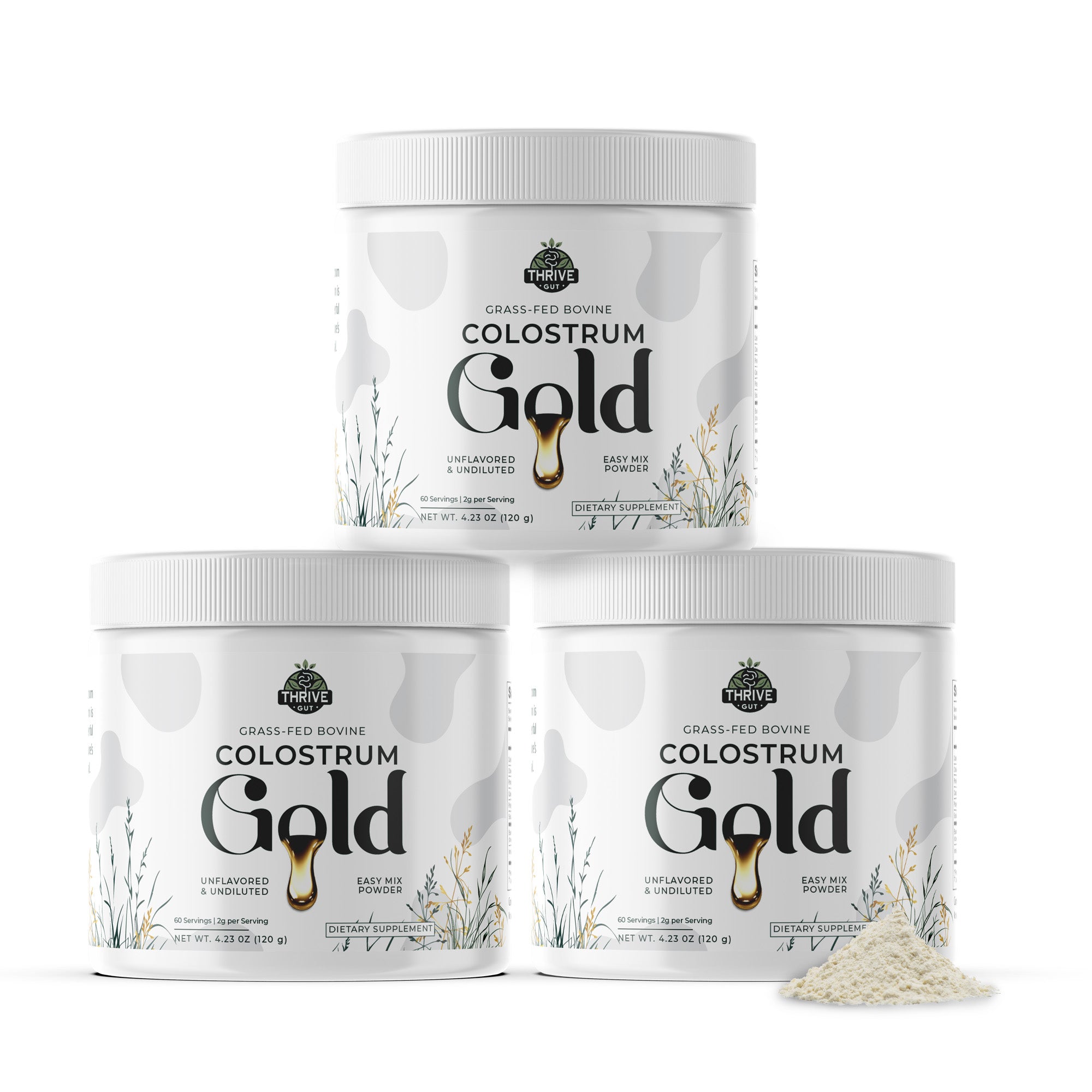 3 Bottles of Colostrum Gold Package - Pure, Grass-Fed Bovine Colostrum Powder